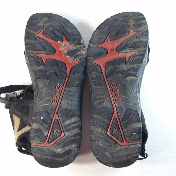 ECCO Offroad Men's Nubuck Walking Sandal Black Tan EU 45 US 11-11.5 - Picture 7 of 10